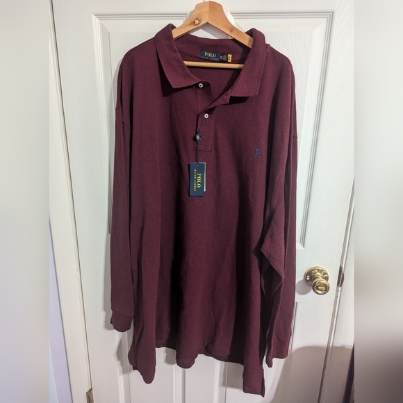 New Polo Ralph Lauren Mens 5XB Shirt Red Long Sleeve Cotton Top - Picture 1 of 5